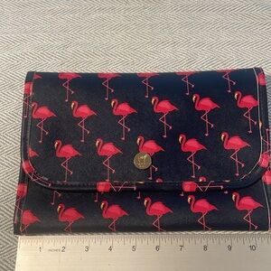 Dabney Lee Navy and Pink Flamingos Hanging Travel case. New Without Tags.